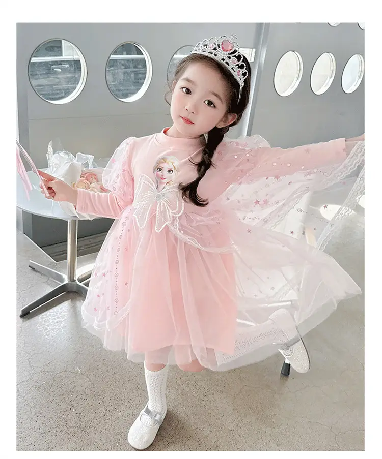 Girls' Korean-Style Long-Sleeve Elsa Princess Dress, Children's 2026 New Autumn Elsa Dress, Cotton Mesh Skirt, Trendy — feature 20