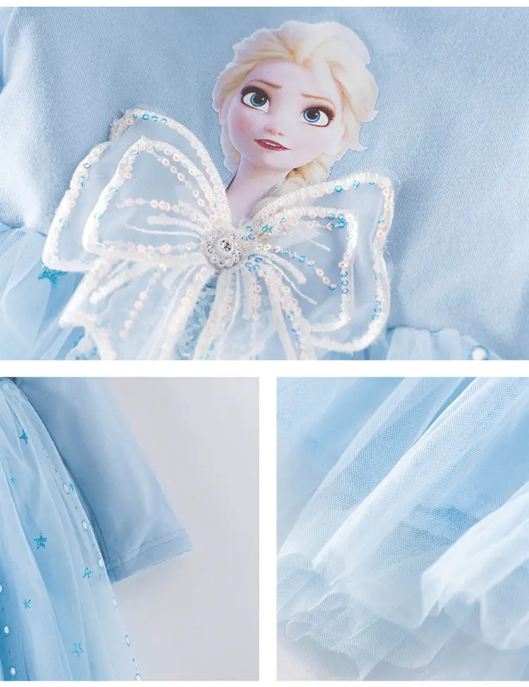 Girls' Korean-Style Long-Sleeve Elsa Princess Dress, Children's 2026 New Autumn Elsa Dress, Cotton Mesh Skirt, Trendy — feature 24
