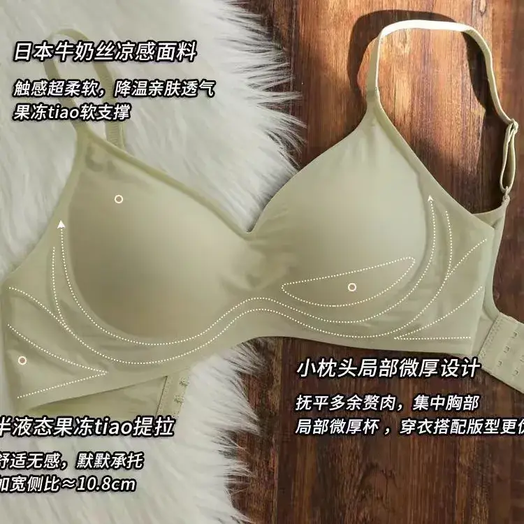 Thin Seamless Non-Rims Underwear Women Small Chest Gathered Soft Support Breathable - Image 7
