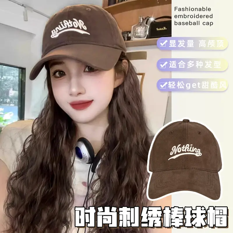 New Brown Wool Beaded Baseball Cap with "Big Wings" Embroidery - Image 3