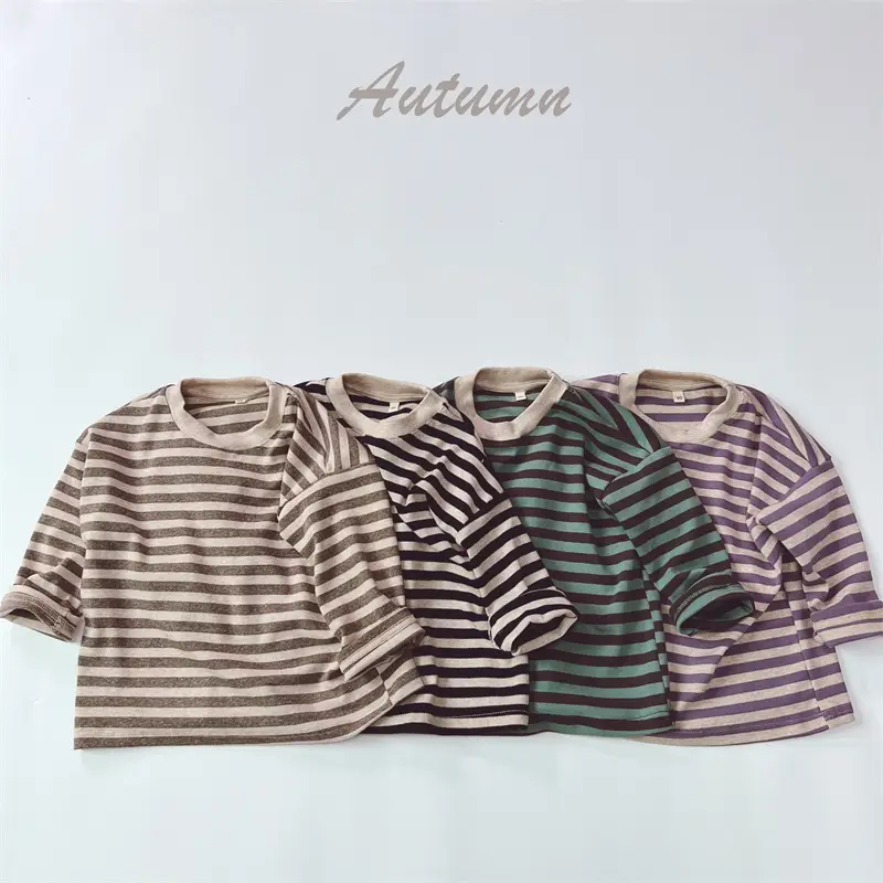 2026 Kids Striped T-Shirts Spring Long Sleeve Loose Fit — feature 17