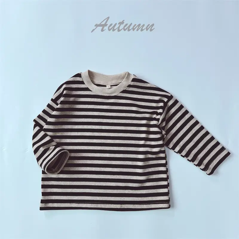 2026 Kids Striped T-Shirts Spring Long Sleeve Loose Fit — feature 21