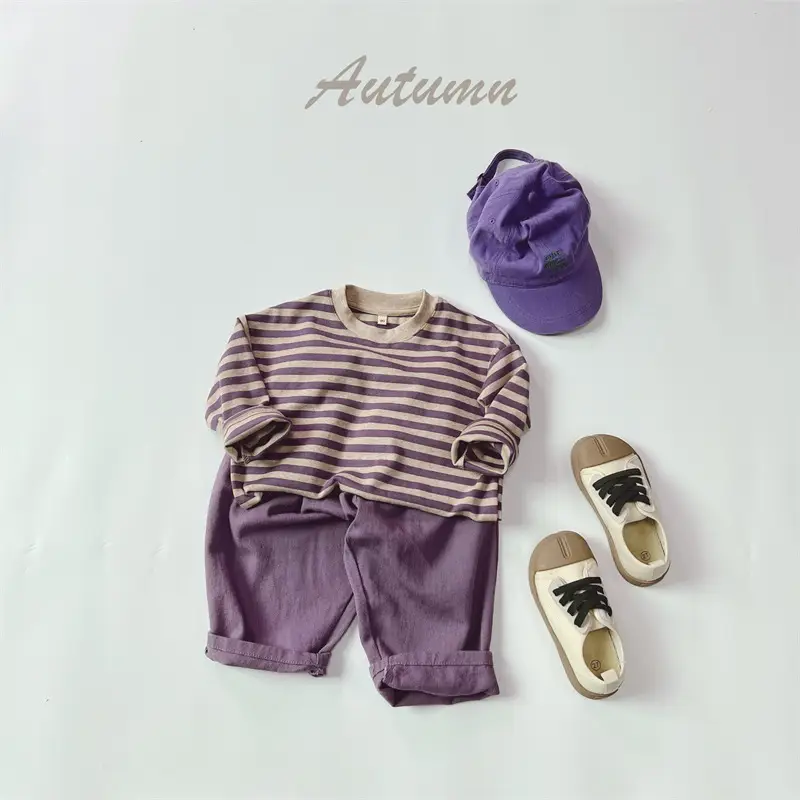2026 Kids Striped T-Shirts Spring Long Sleeve Loose Fit — feature 9
