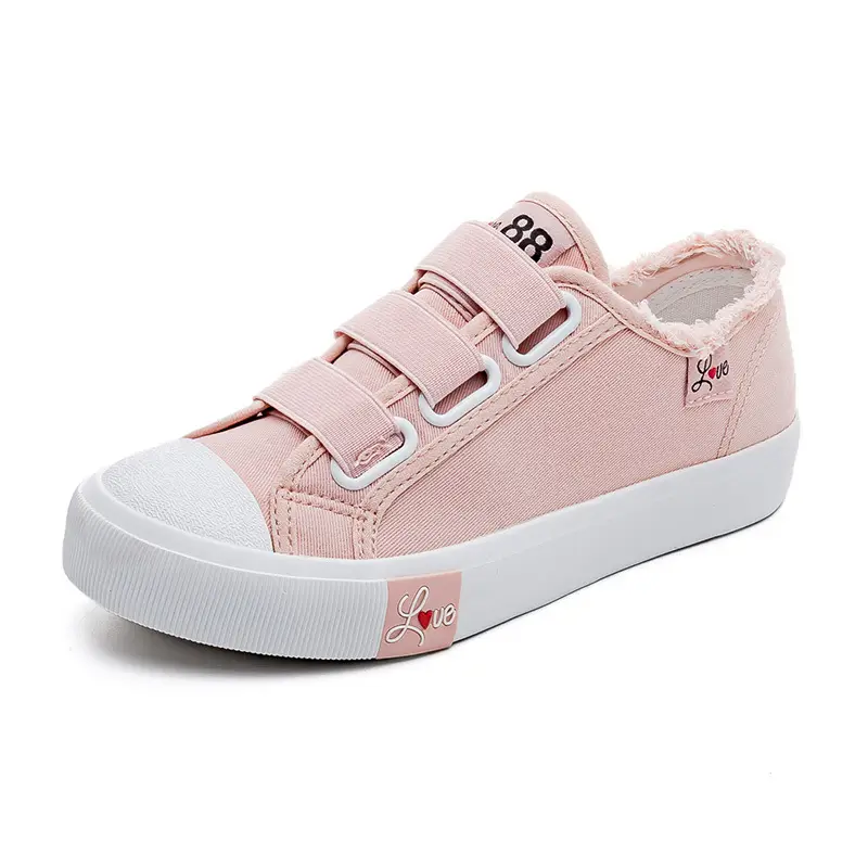 2024 Spring and Autumn New elastic band canvas shoes women's all-match casual student board shoes slip-on breathable lazy shoes