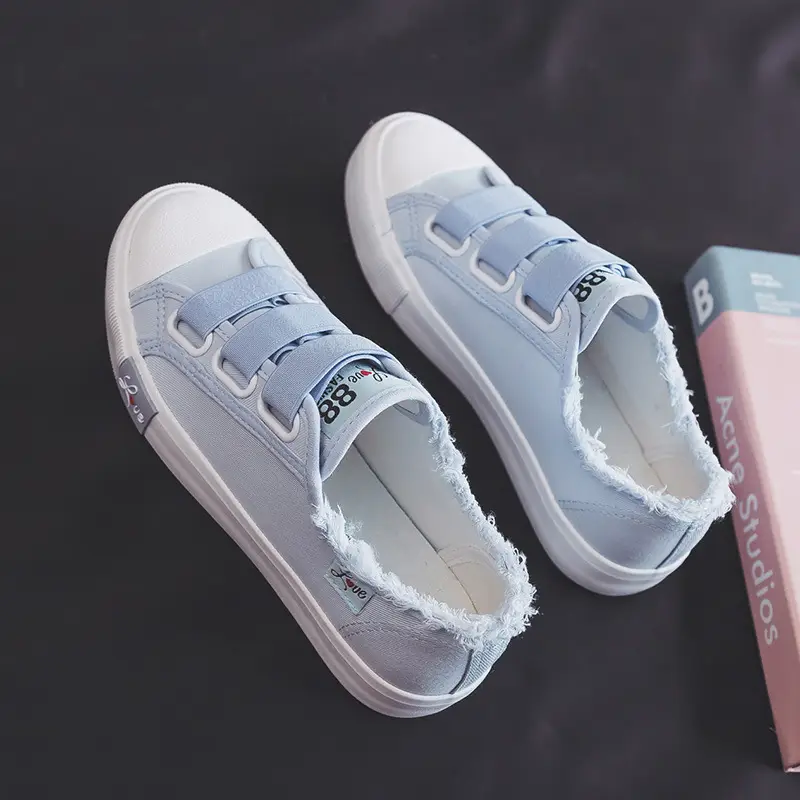 2024 Spring and Autumn New elastic band canvas shoes women's all-match casual student board shoes slip-on breathable lazy shoes — feature 14