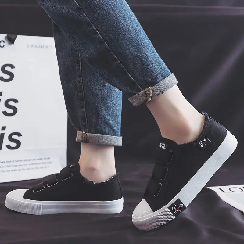 2024 Spring and Autumn New elastic band canvas shoes women's all-match casual student board shoes slip-on breathable lazy shoes — feature 19