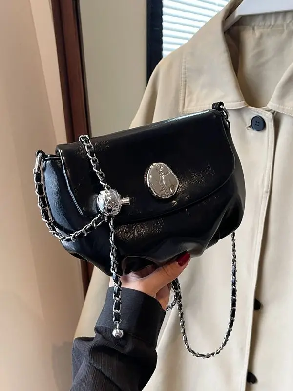Women's Retro Chain Shoulder Messenger Bag Brown Leather