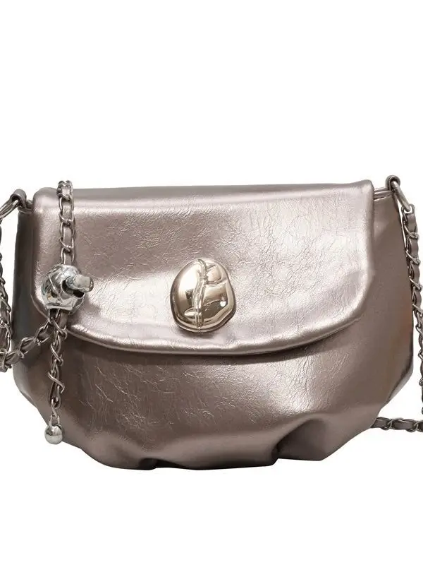 Women's Retro Chain Shoulder Messenger Bag Brown Leather