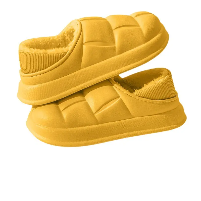 Waterproof cotton slippers for women autumn and winter indoor home couple home bag heel plush confinement non-slip thermal slippers for men - Image 12