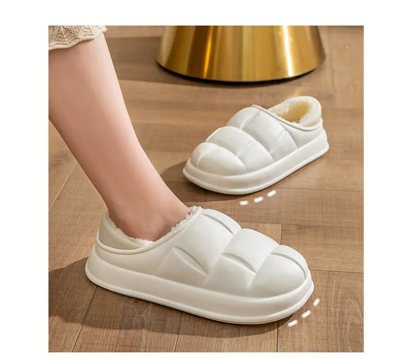 Waterproof cotton slippers for women autumn and winter indoor home couple home bag heel plush confinement non-slip thermal slippers for men — feature 13