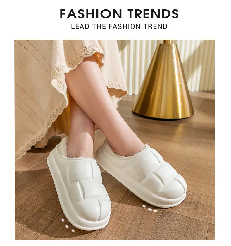 Waterproof cotton slippers for women autumn and winter indoor home couple home bag heel plush confinement non-slip thermal slippers for men — feature 14