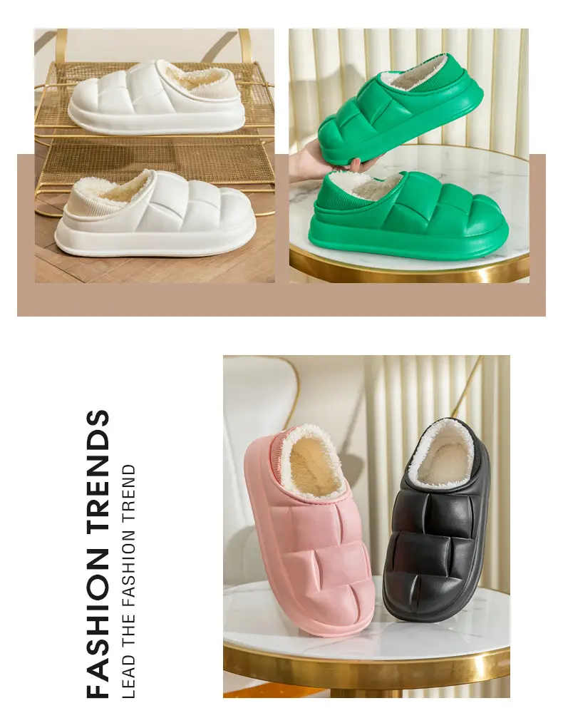 Waterproof cotton slippers for women autumn and winter indoor home couple home bag heel plush confinement non-slip thermal slippers for men — feature 15