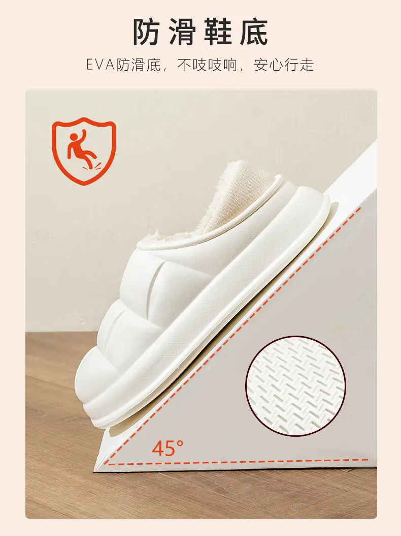 Waterproof cotton slippers for women autumn and winter indoor home couple home bag heel plush confinement non-slip thermal slippers for men — feature 7