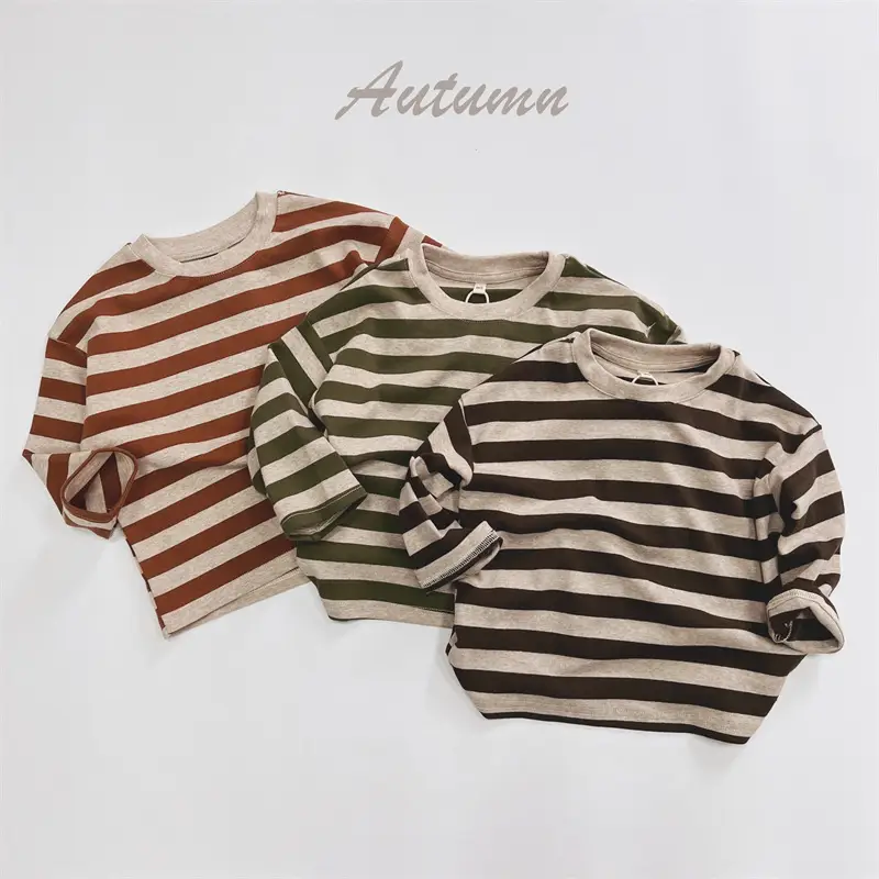 2025 Kids Striped Long Sleeve T-Shirt Autumn Base Boys Korean Style Loose Top - Image 4