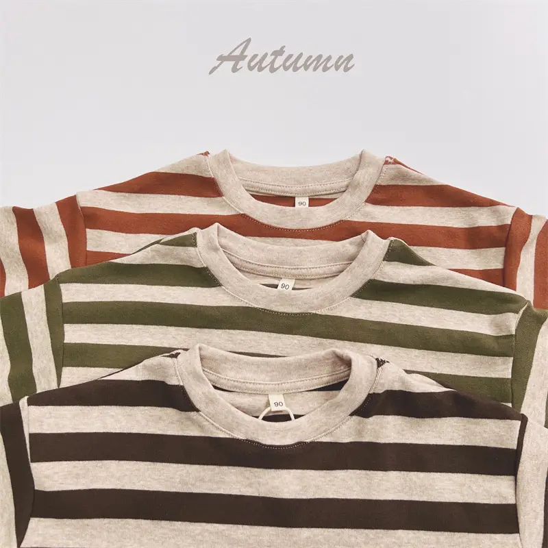 2025 Kids Striped Long Sleeve T-Shirt Autumn Base Boys Korean Style Loose Top - Image 5