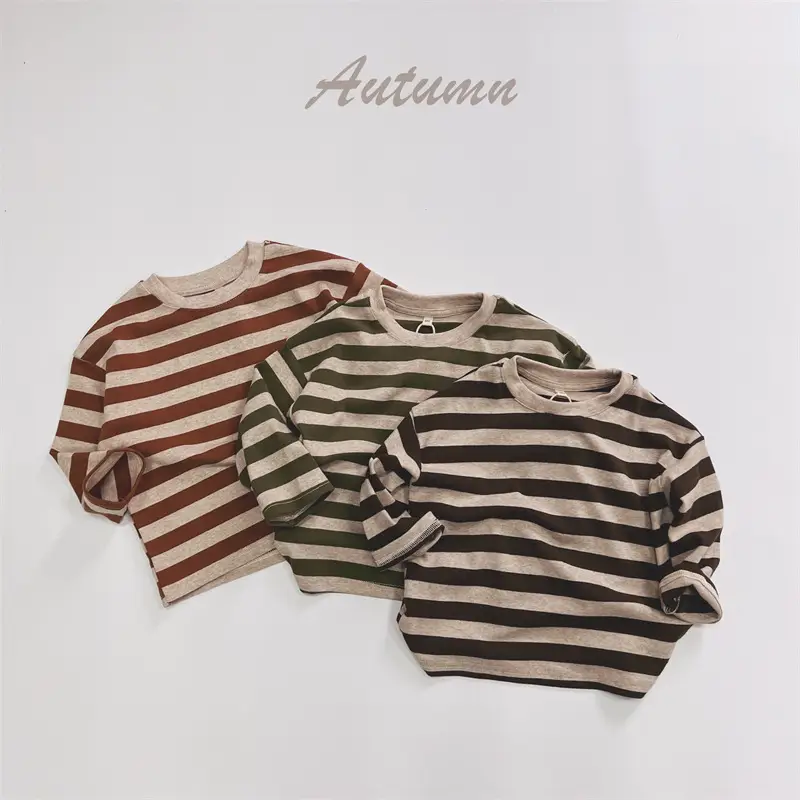 2025 Kids Striped Long Sleeve T-Shirt Autumn Base Boys Korean Style Loose Top — feature 4