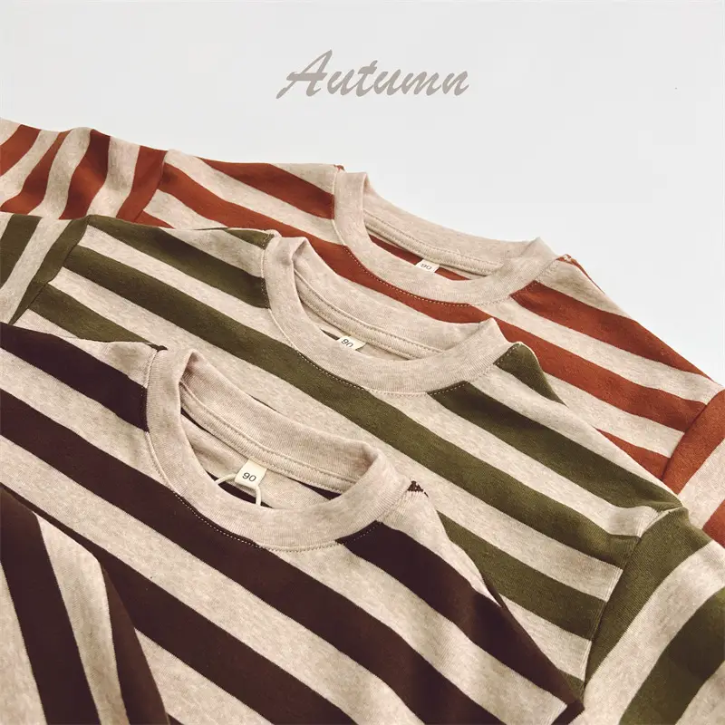 2025 Kids Striped Long Sleeve T-Shirt Autumn Base Boys Korean Style Loose Top — feature 5