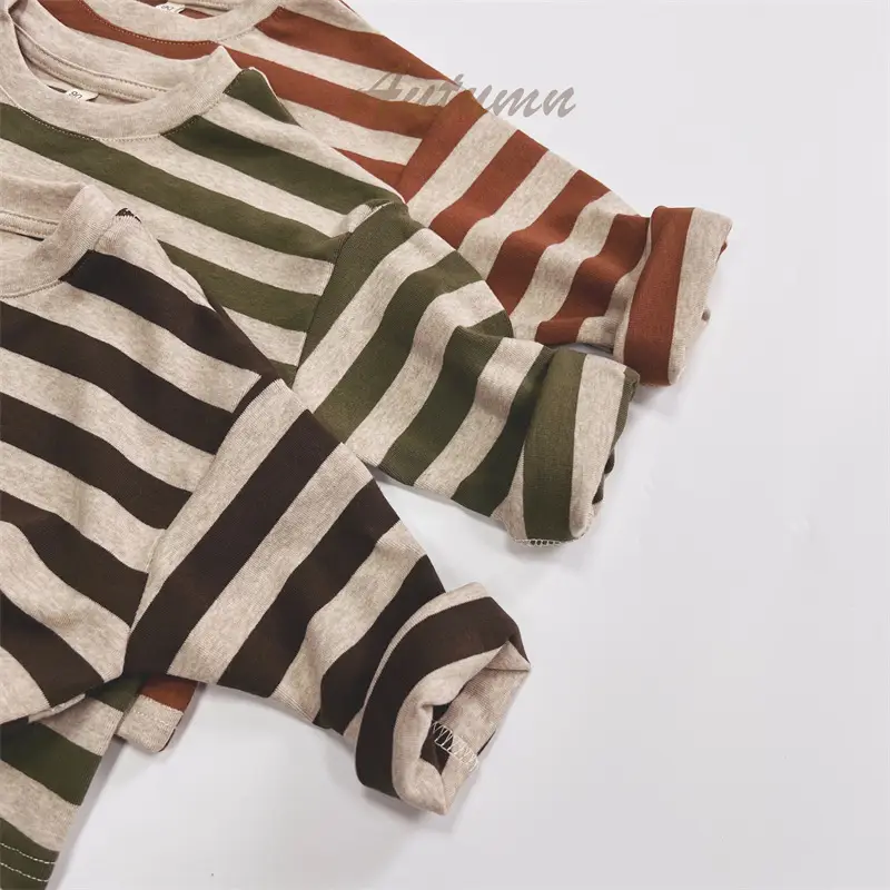 2025 Kids Striped Long Sleeve T-Shirt Autumn Base Boys Korean Style Loose Top — feature 6