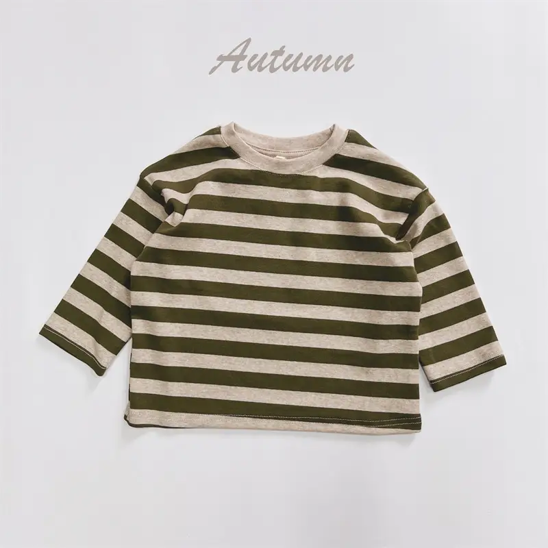 2025 Kids Striped Long Sleeve T-Shirt Autumn Base Boys Korean Style Loose Top - Image 2