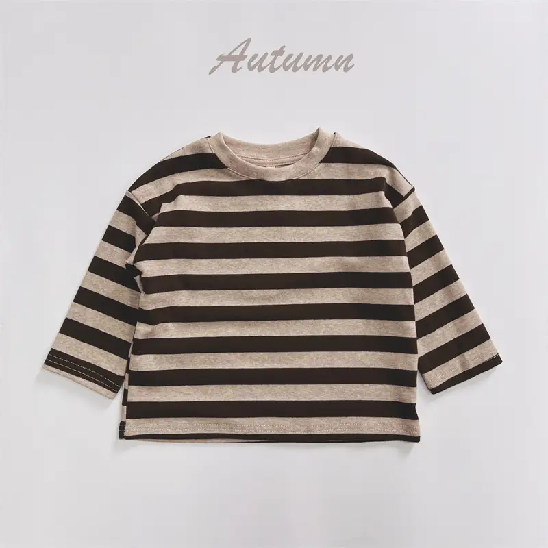 2025 Kids Striped Long Sleeve T-Shirt Autumn Base Boys Korean Style Loose Top - Image 3
