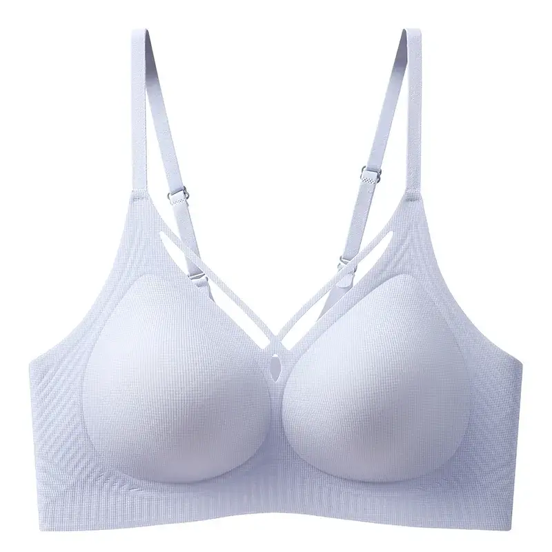 Wire-Free Cross-Over Sports Bra for Women, Seamless, Push-Up, Gathers Side Breasts, Prevents Sagging, Full Cup, Breathable - Image 2