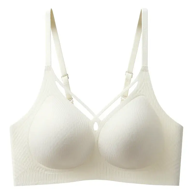 Wire-Free Cross-Over Sports Bra for Women, Seamless, Push-Up, Gathers Side Breasts, Prevents Sagging, Full Cup, Breathable - Image 3