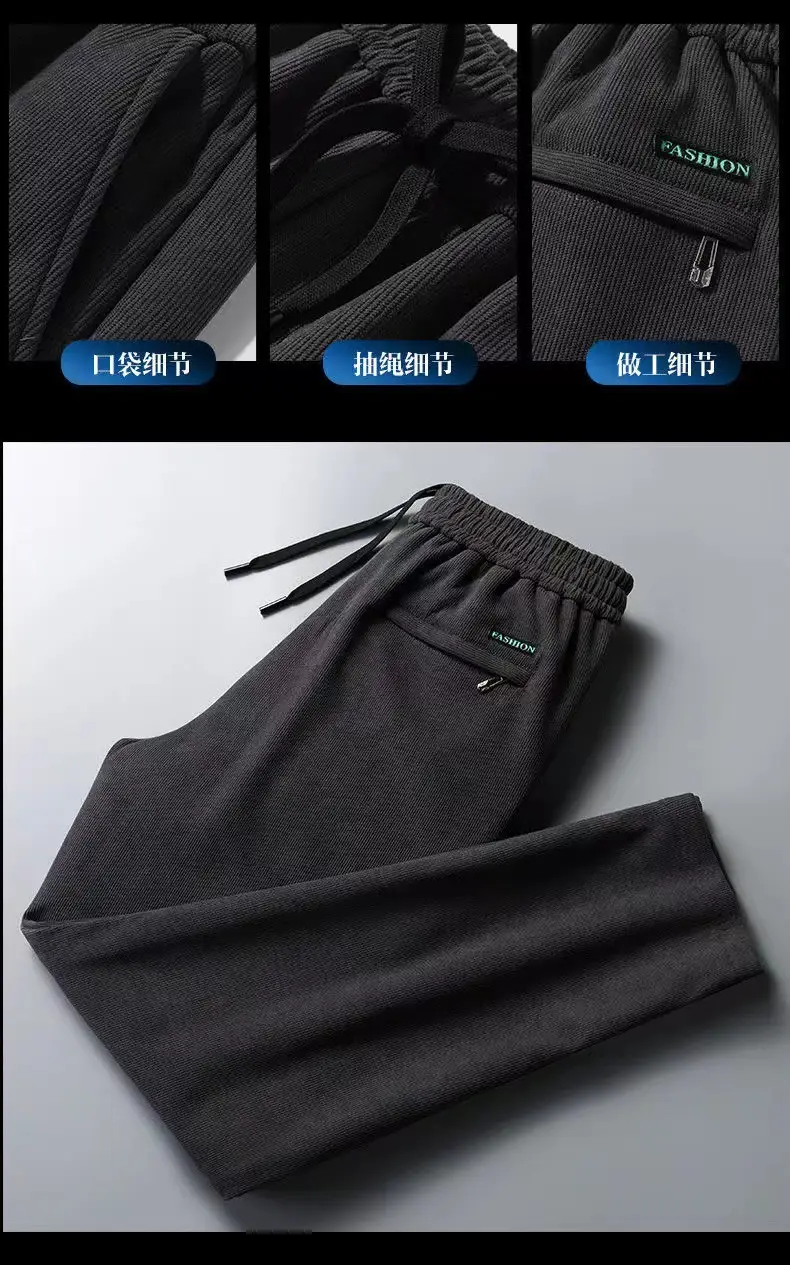 2023 Men's Corduroy Pants Black Straight Loose All Season — feature 28