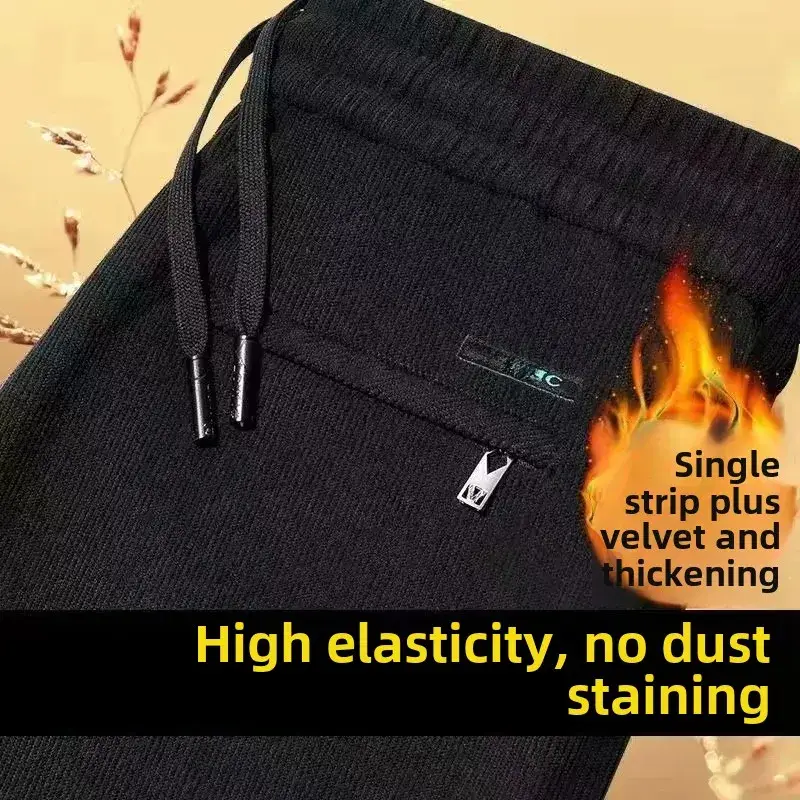 2023 Men's Corduroy Pants Black Straight Loose All Season - Image 3