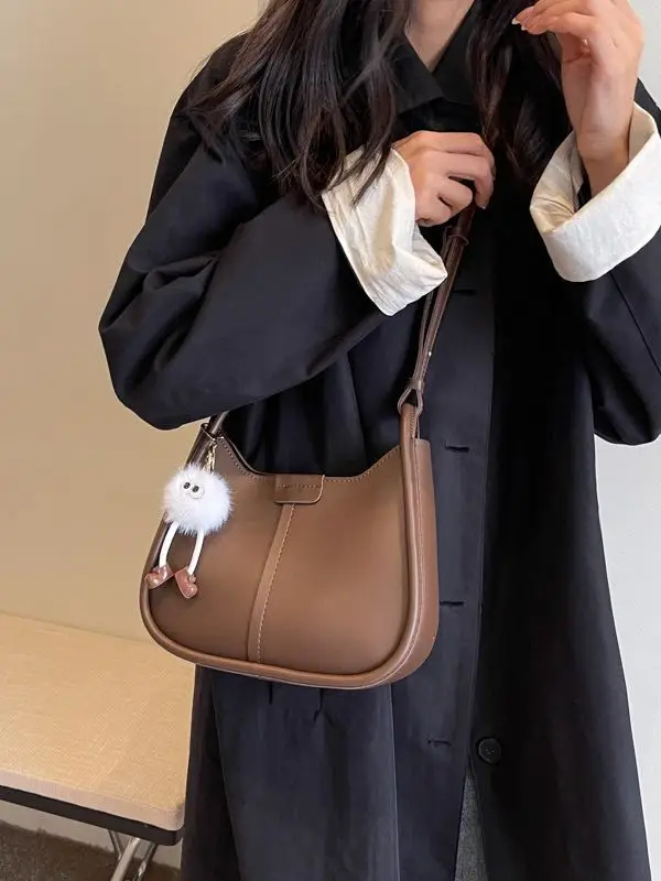 Korean Style Brown Leather Shoulder Bag for Women - Image 10