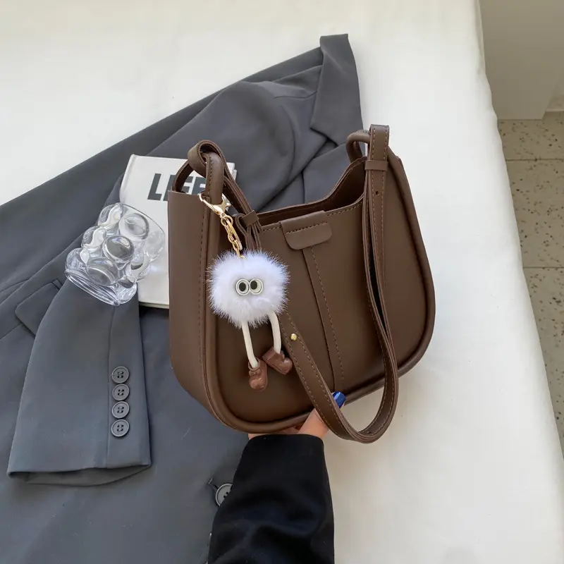 Korean Style Brown Leather Shoulder Bag for Women - Image 2