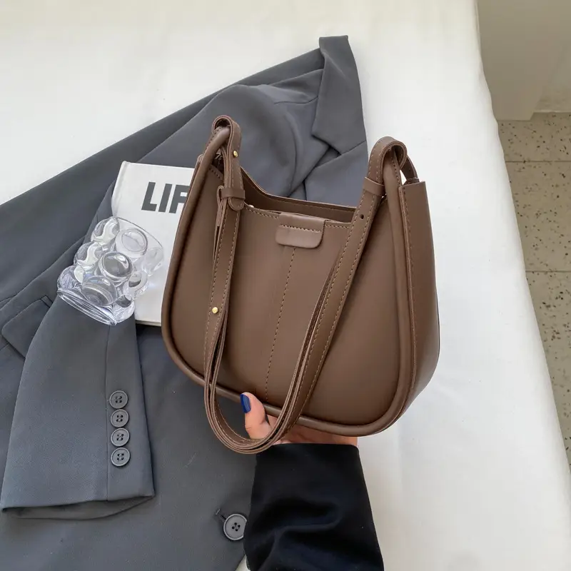 Korean Style Brown Leather Shoulder Bag for Women - Image 6