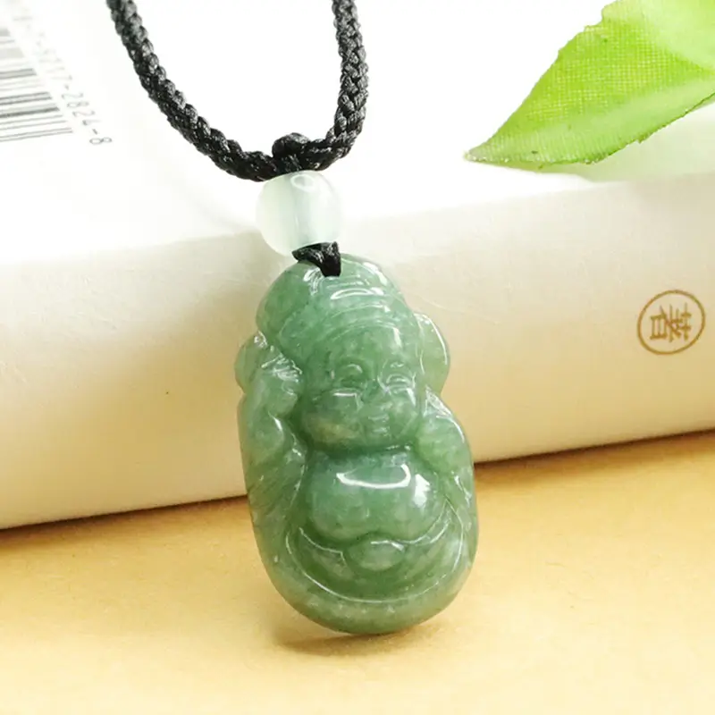 Full Green Jade Little God Necklace for Men Women - Image 4