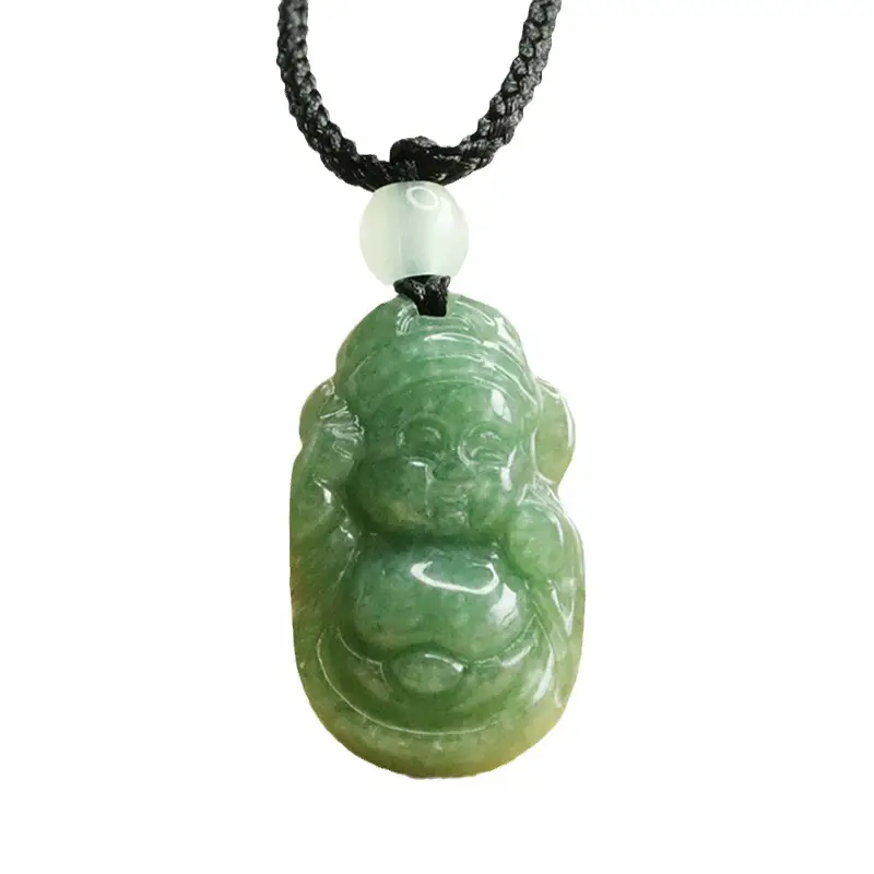 Full Green Jade Little God Necklace for Men Women - Image 6