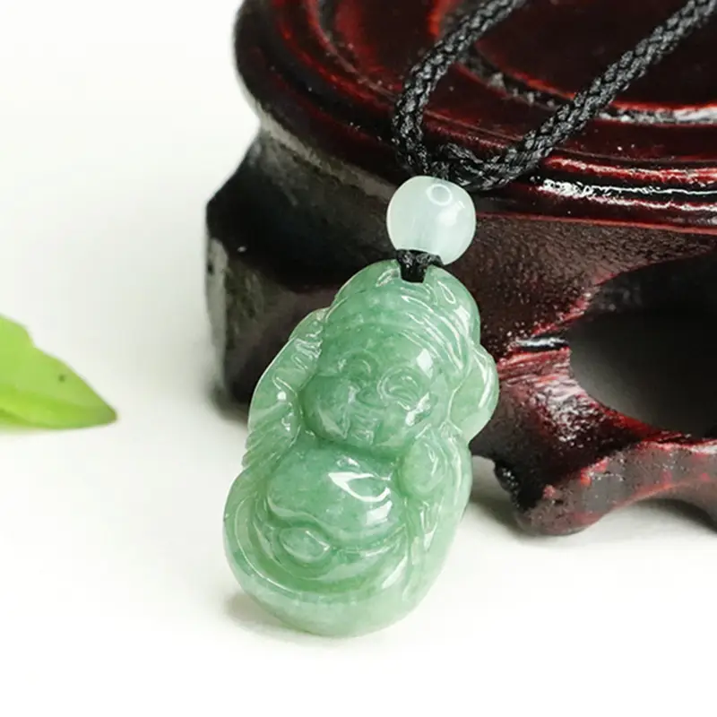 Full Green Jade Little God Necklace for Men Women — feature 3