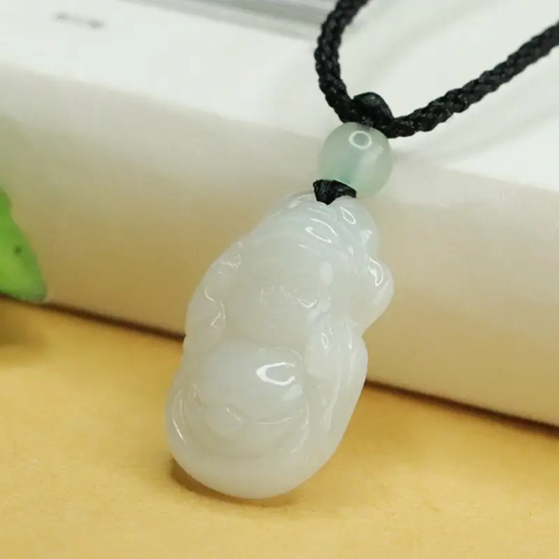 Natural Burmese Jade Little God Pendant Necklace - Image 3