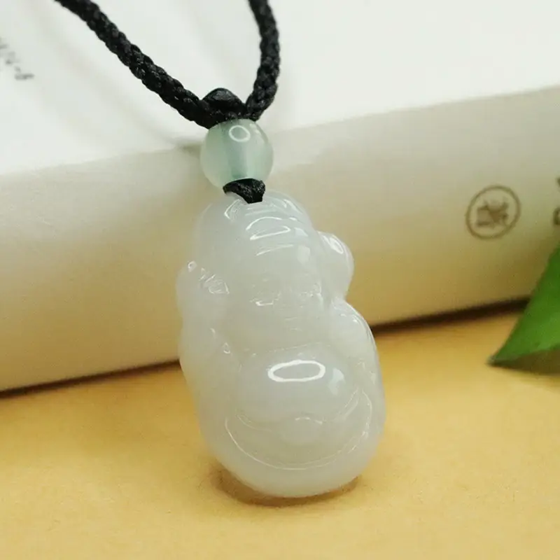 Natural Burmese Jade Little God Pendant Necklace - Image 4