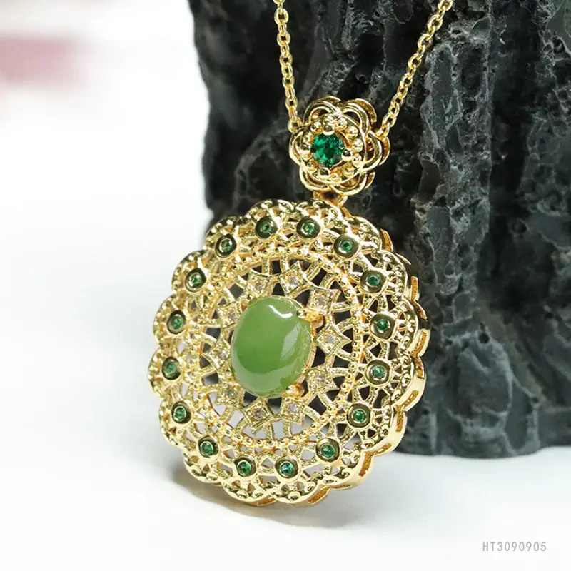 Guan Yu Jade Pendant Necklace with Green Stone — feature 9
