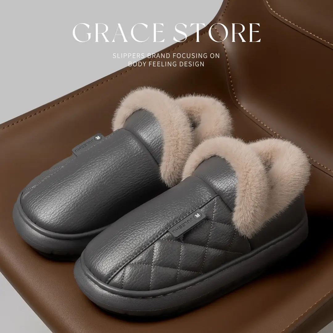 Elderly Men's Non-Slip Cotton Slippers for Home Use in Autumn and Winter, Heel-Covering, Warm, Thick-Soled, Waterproof Cotton Slippers for Winter - Image 7