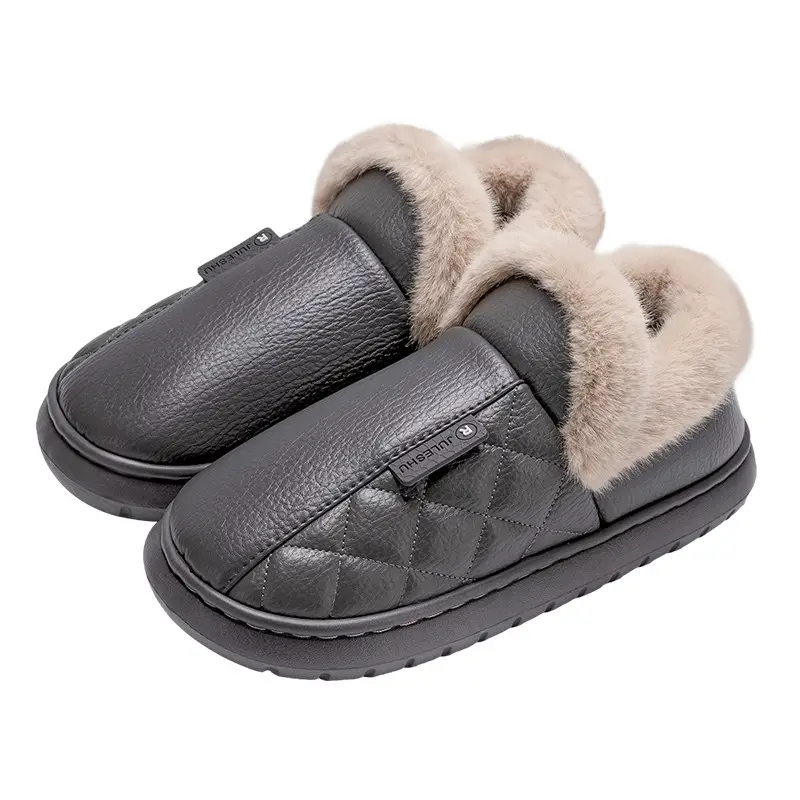 Elderly Men's Non-Slip Cotton Slippers for Home Use in Autumn and Winter, Heel-Covering, Warm, Thick-Soled, Waterproof Cotton Slippers for Winter - Image 10