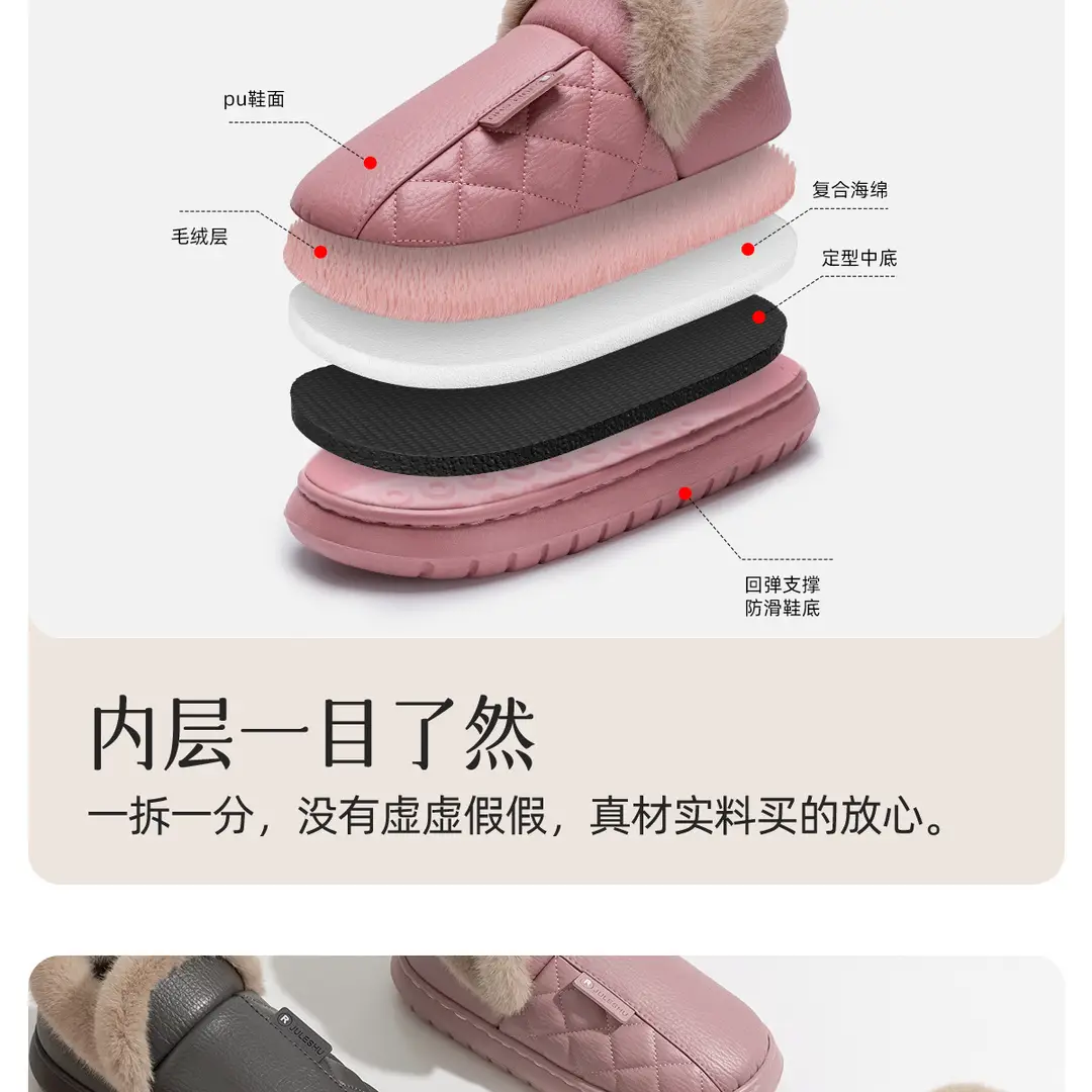 Elderly Men's Non-Slip Cotton Slippers for Home Use in Autumn and Winter, Heel-Covering, Warm, Thick-Soled, Waterproof Cotton Slippers for Winter — feature 16