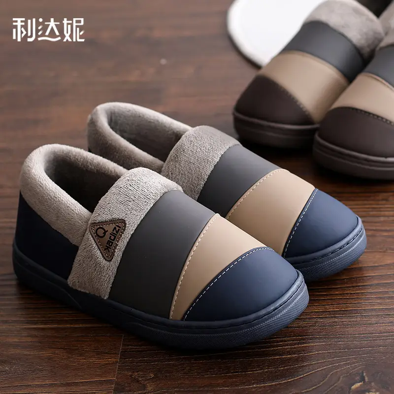 Lidani cotton shoes men's winter waterproof outdoor warm indoor home non-slip extra large size 50-51 men's cotton slippers - Image 3