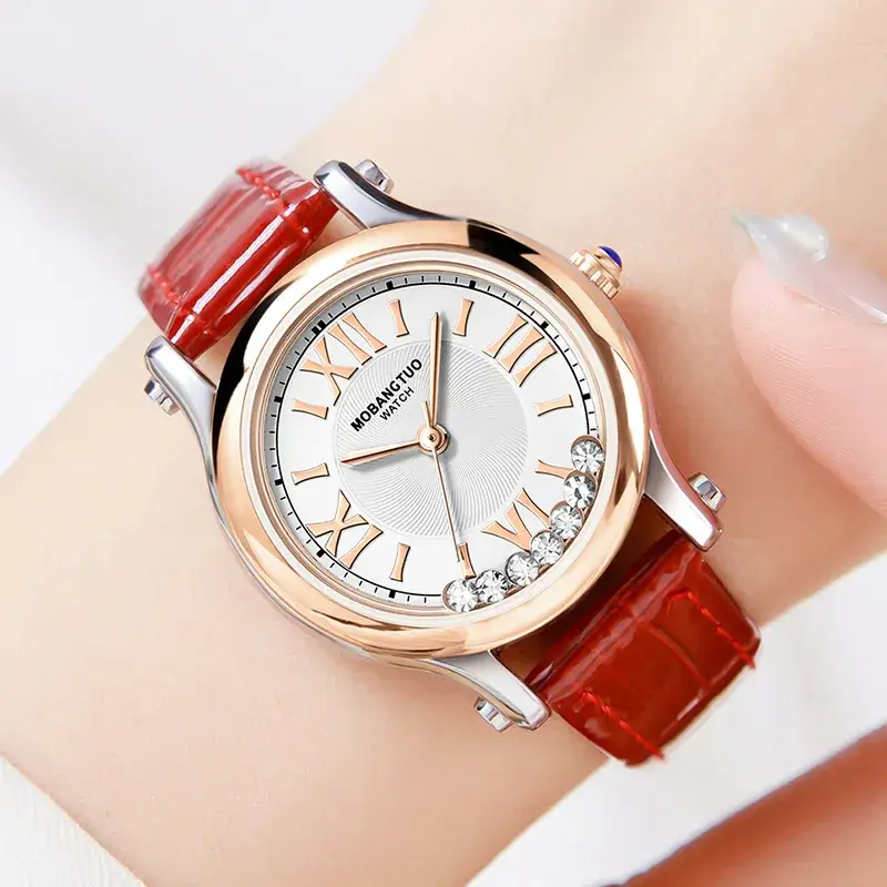 Women's Roman Quartz Watch with Rotating Belt & Rhinestone Dial - Image 5