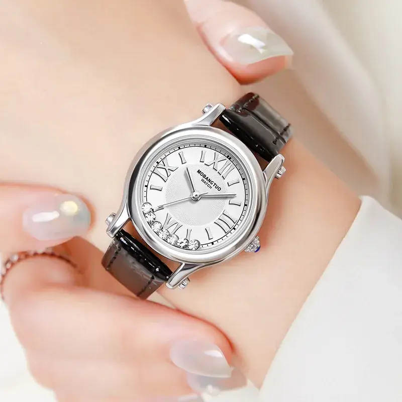 Women's Roman Quartz Watch with Rotating Belt & Rhinestone Dial - Image 6