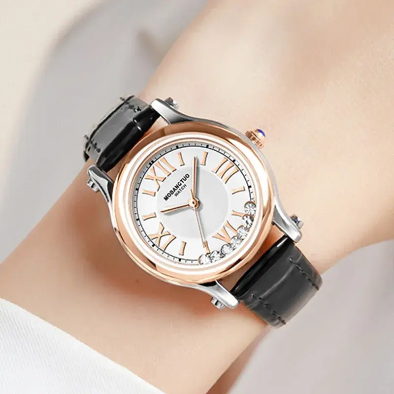 Women's Roman Quartz Watch with Rotating Belt & Rhinestone Dial - Image 7