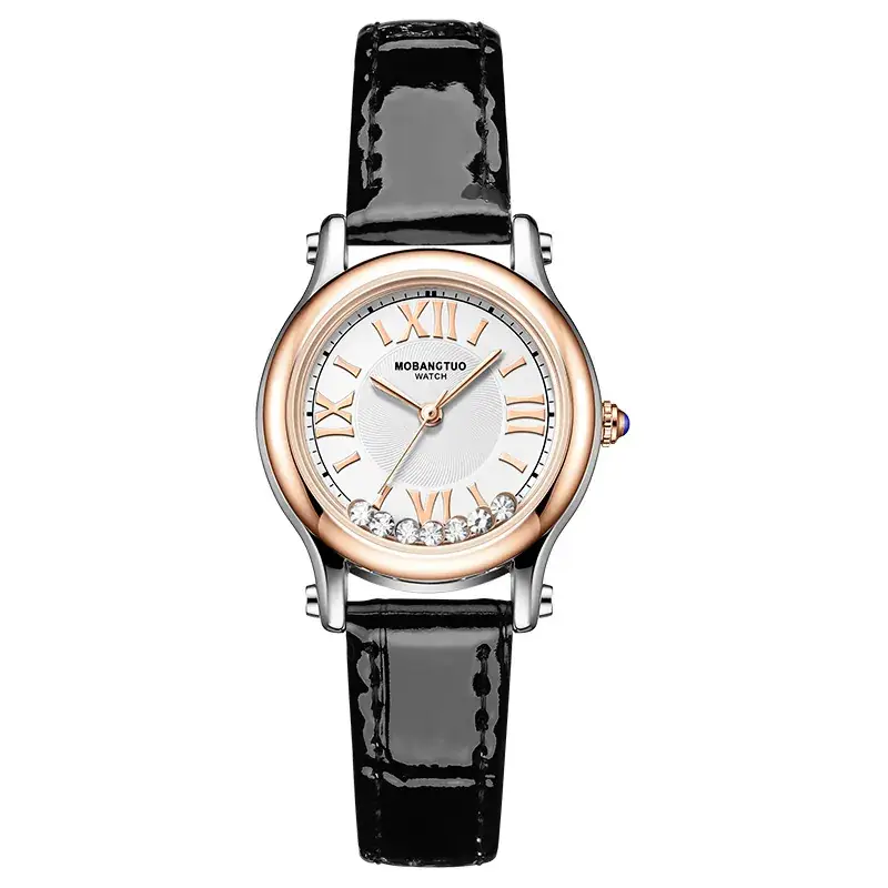 Women's Roman Quartz Watch with Rotating Belt & Rhinestone Dial - Image 3