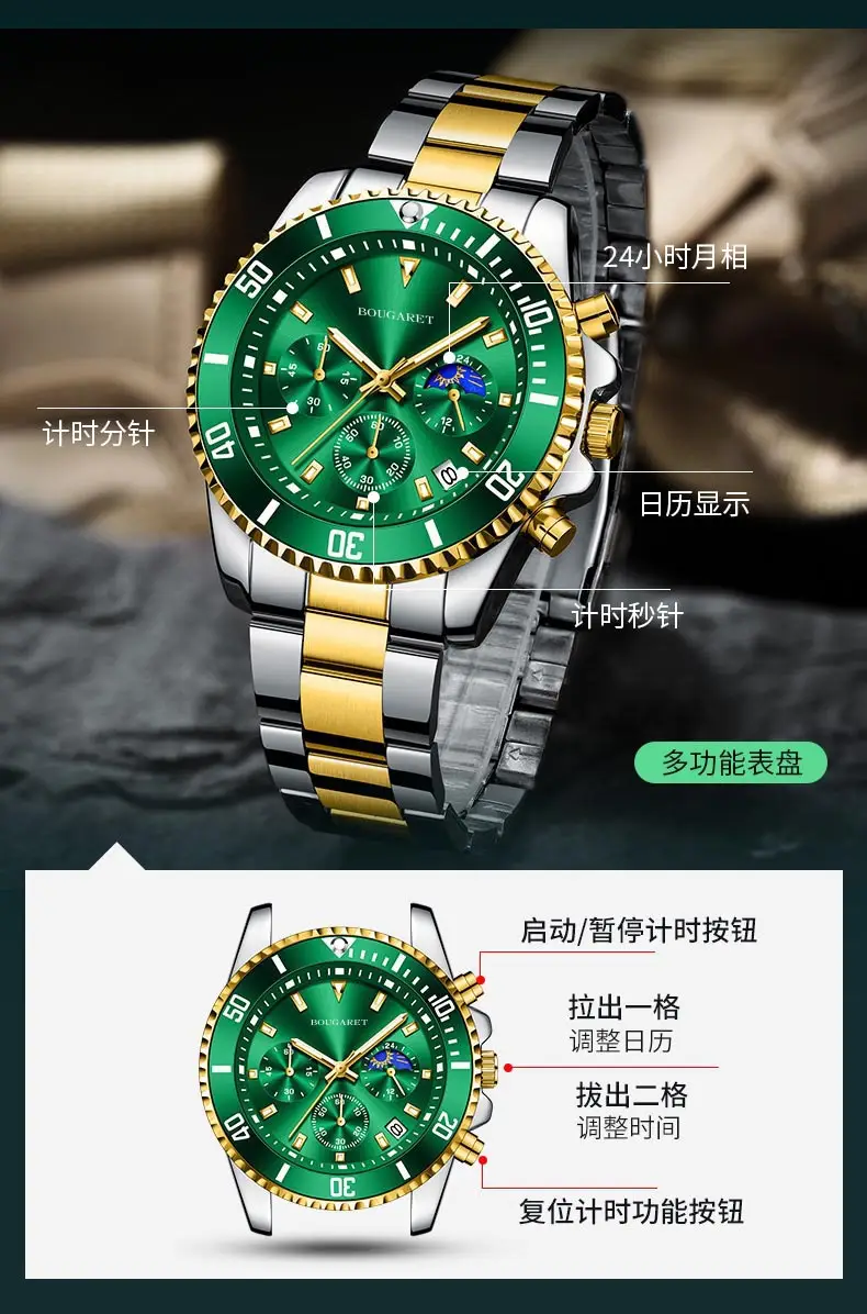 Green Multi-Function Watch for Men Waterproof Luminous — feature 5