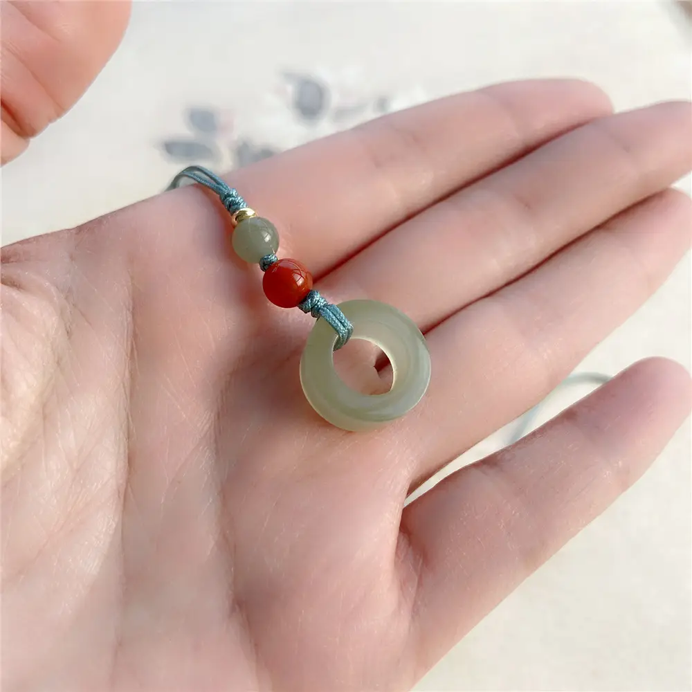 Green Jade Claw Pendant with Red Beads for Women — feature 10
