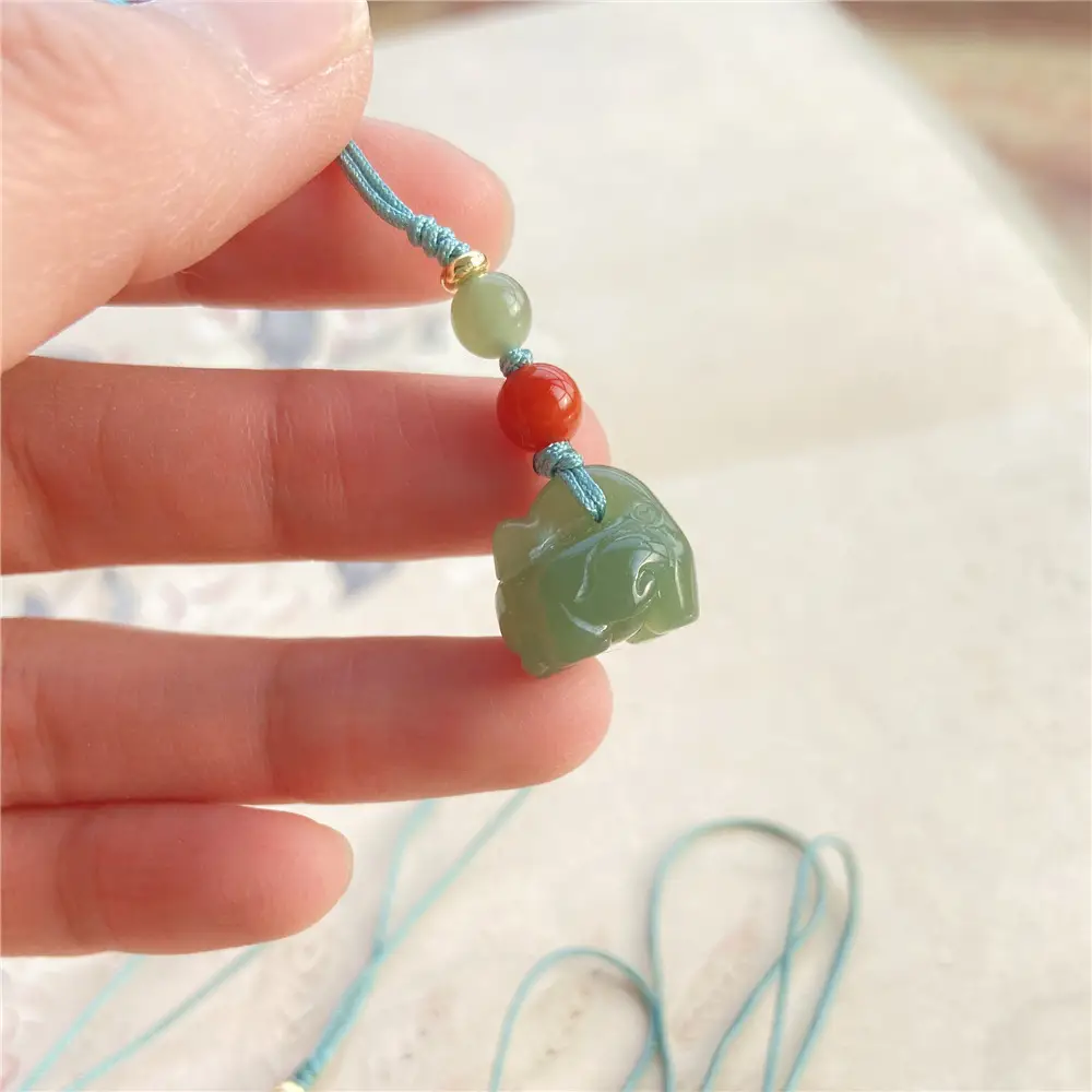 Green Jade Claw Pendant with Red Beads for Women — feature 12