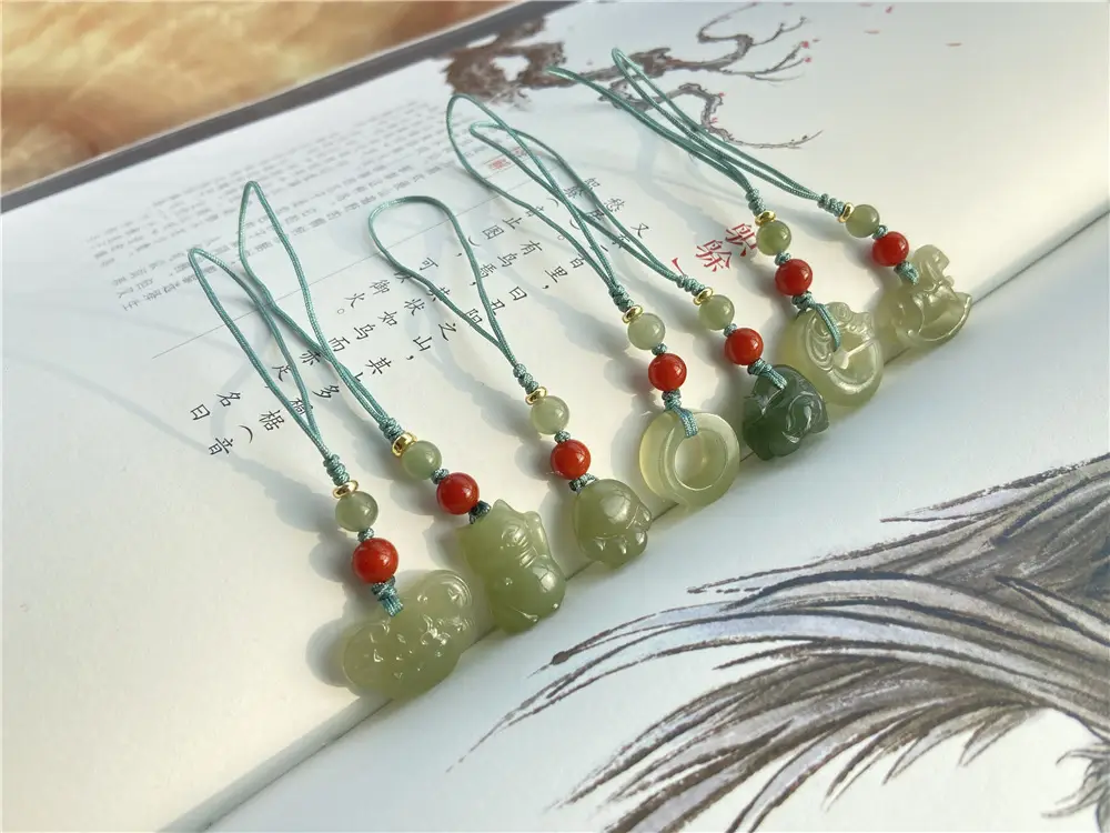 Green Jade Claw Pendant with Red Beads for Women — feature 2
