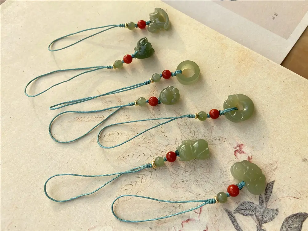 Green Jade Claw Pendant with Red Beads for Women — feature 3